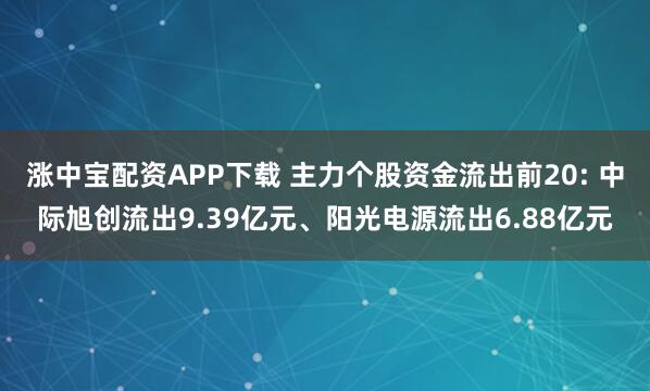 涨中宝配资APP下载 主力个股资金流出前20: 中际旭创流出9.39亿元、阳光电源流出6.88亿元