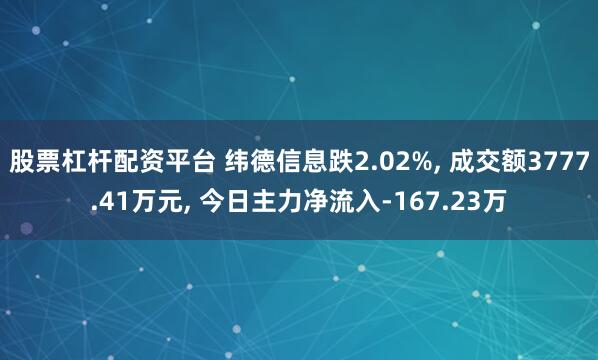 股票杠杆配资平台 纬德信息跌2.02%, 成交额3777.41万元, 今日主力净流入-167.23万