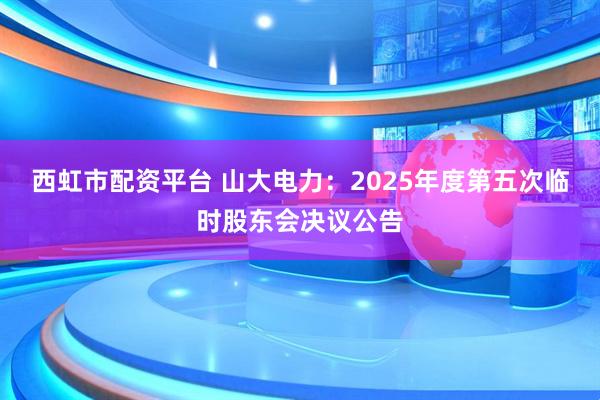 西虹市配资平台 山大电力：2025年度第五次临时股东会决议公告