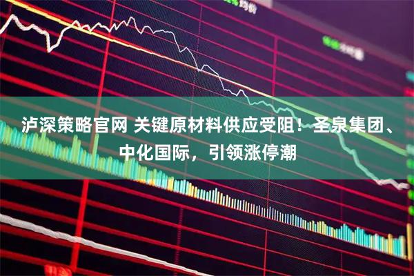 泸深策略官网 关键原材料供应受阻！圣泉集团、中化国际，引领涨停潮